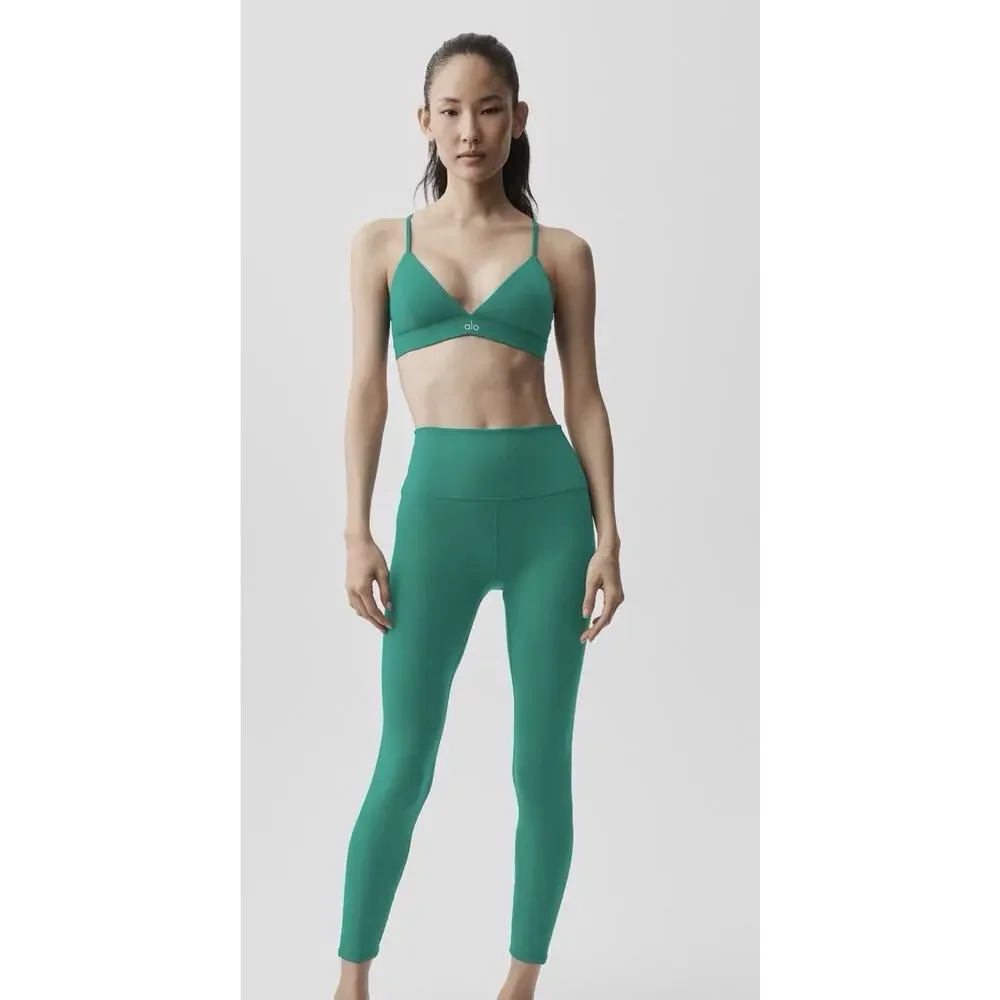 NWT Alo Yoga Airbrush 7/8 High-Waist Ankle Leggings Emerald Isle- Size L